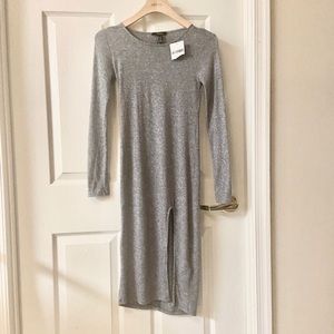 NWT heather Grey knit dress with slit size S
